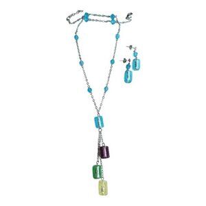 Murano Multi Colour Bead necklace earring set